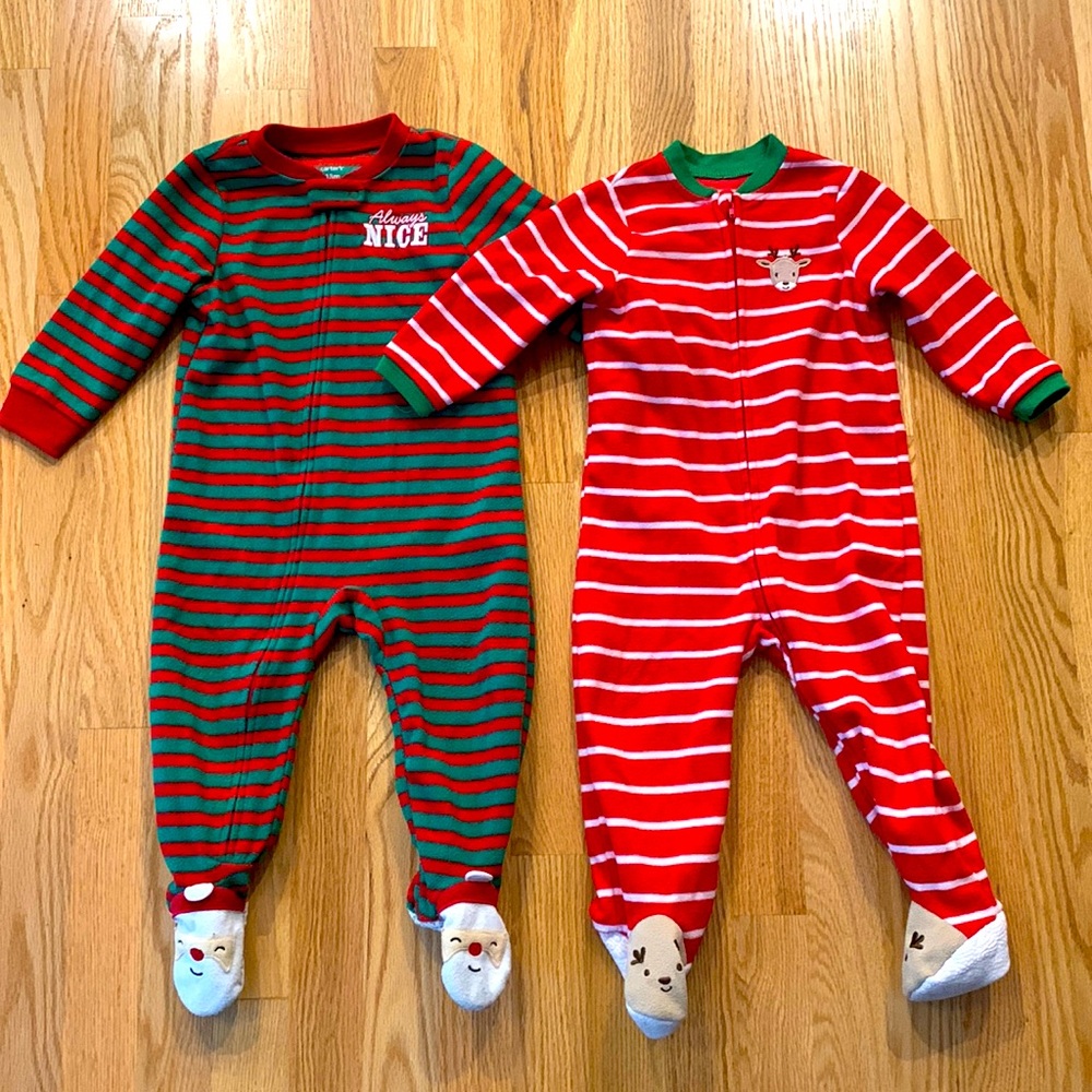 18 month fleece Christmas zippered pajamas